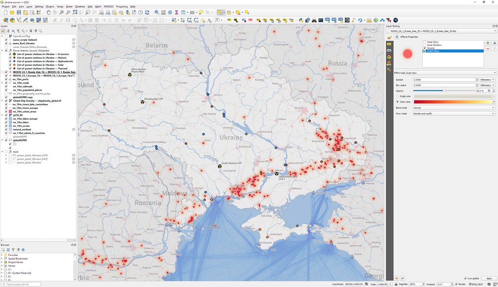 Power plants & fires in Ukraine
