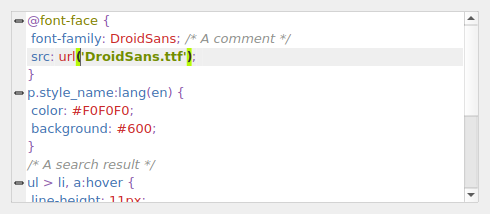 QgsCodeEditorCSS containing sample CSS code