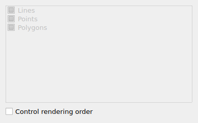 QgsCustomLayerOrderWidget showing default state (no custom layer order)