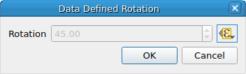 QgsDataDefinedRotationDialog with data-defined rotation enabled