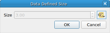 QgsDataDefinedSizeDialog with data-defined size enabled