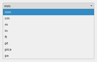 QgsLayoutUnitsComboBox in the expanded state