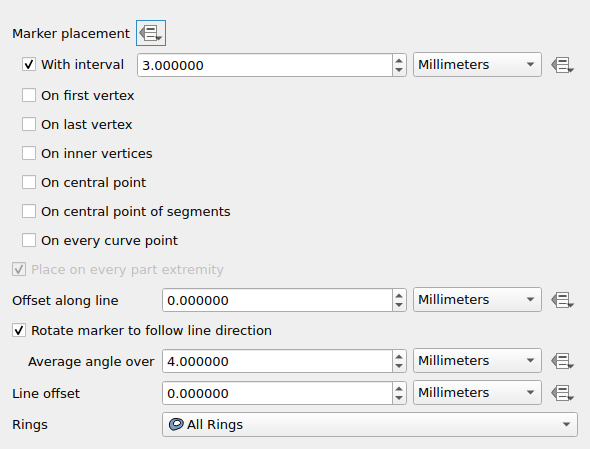 QgsMarkerLineSymbolLayerWidget in a default state