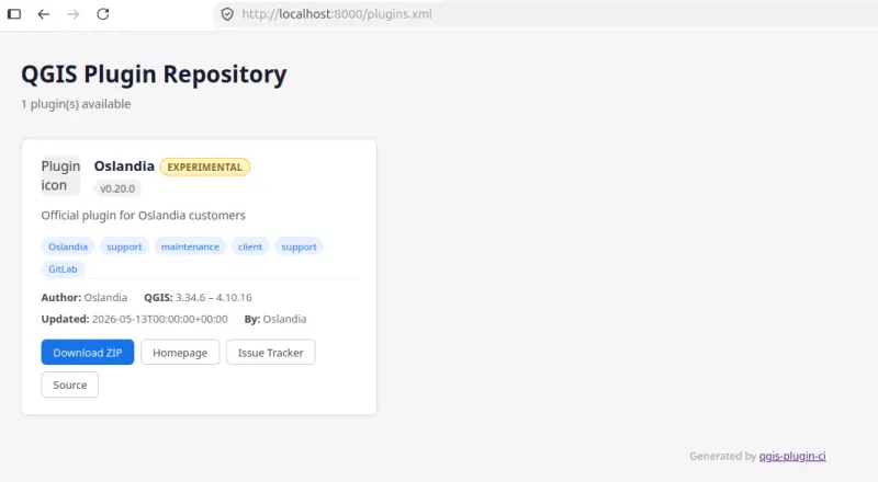 QGIS Plugin CI - Custom plugins repository with stylesheet
